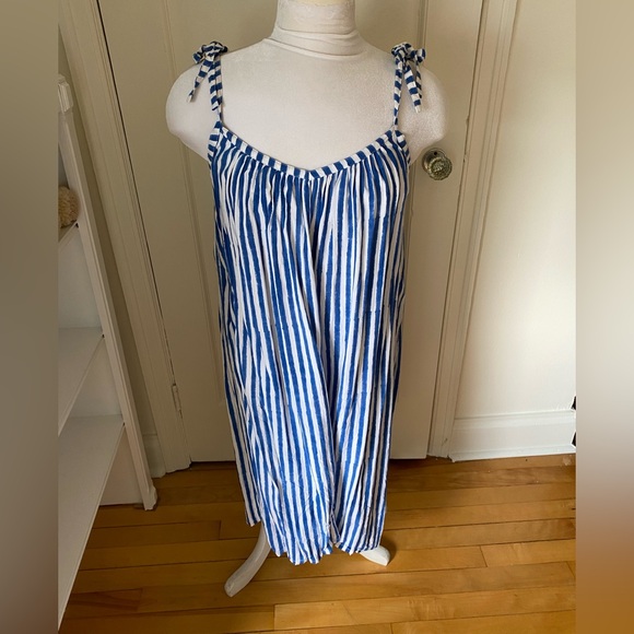 Emerson Fry Blue and White Striped Sun Dress - Picture 1 of 5